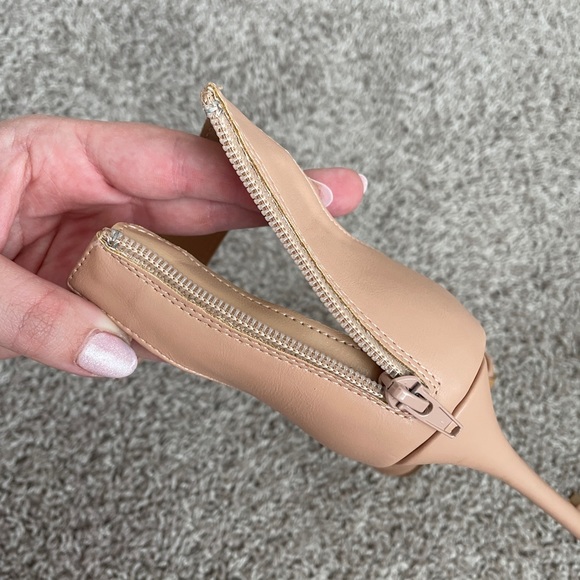 Nude/tan pointed toe heels | Rhinestone ankle band | Size 8 - Picture 10 of 11